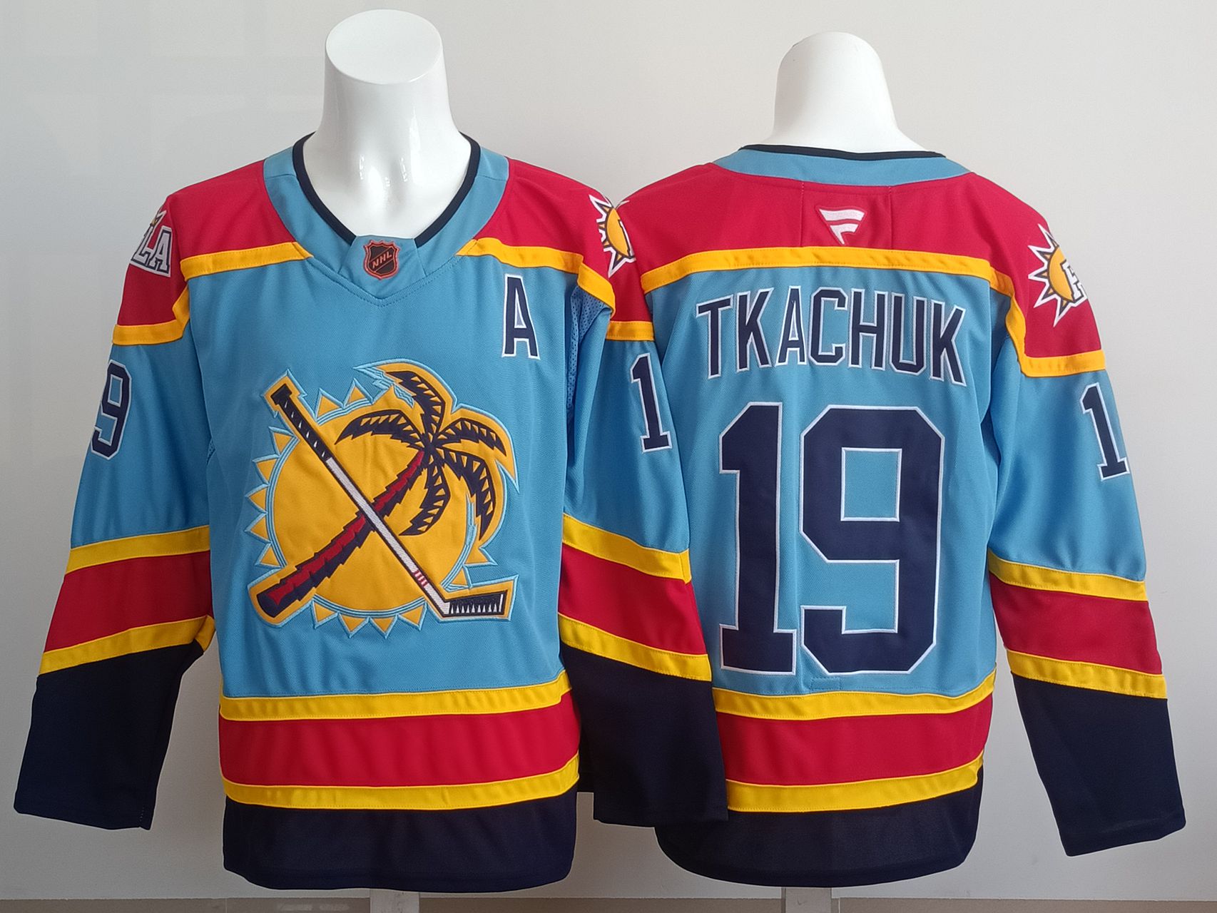 Men 2025 Florida Panthers #19 Tkachuk Light Blue NHL Jersey style 01
